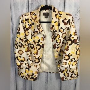 Fenn Wright Manson Animal Print Silk Brown & Yellow Blazer